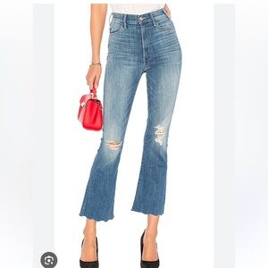 MOTHER Flare Jeans in Distressed Blue